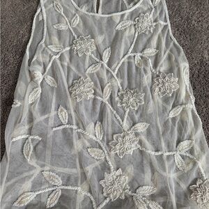 Elegant Sheer Floral Embroidered Topwith beading